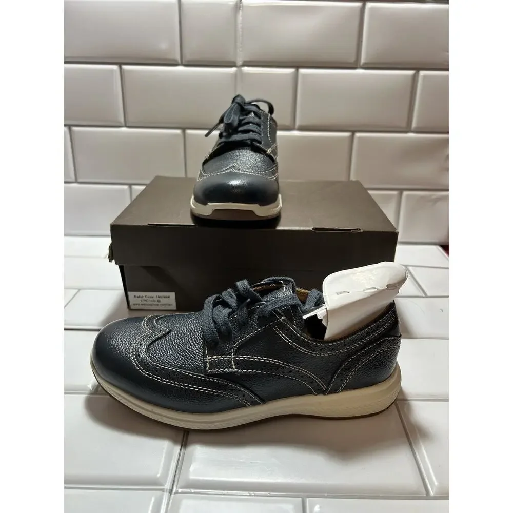 Florsheim Kids Great Lakes Jr Wingtip Oxfords Boys Size 2 1/2 M Navy Blue Laces